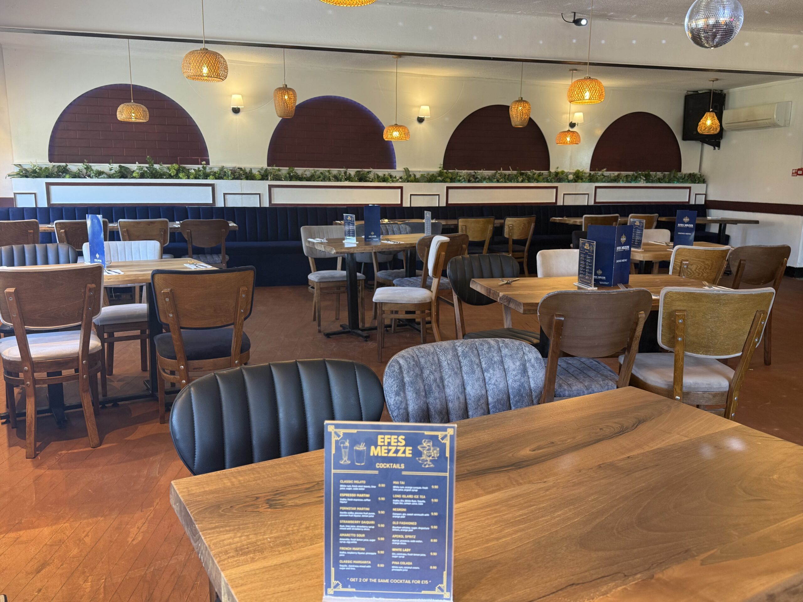 Elegant venue seating at Efes Mezze Widnes